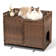 Furriends boîte litière rotin cachee avant, solution discrète pour le salon.