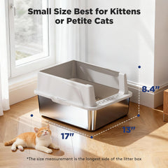 Lot de deux boîtes litière FURTIME en acier inoxydable pratique pour plusieurs chats