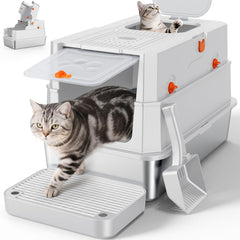 FURTIME litiere inox couvercle basculant XL facilite le nettoyage et l'hygiène