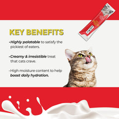 Fussie Cat thon-saumon purée lait chèvre, petit format pratique pour sorties et voyages.