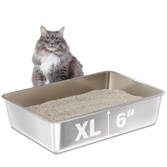 Bac Futam inox grand-format: espace généreux pour chats adultes et nettoyage facilité.