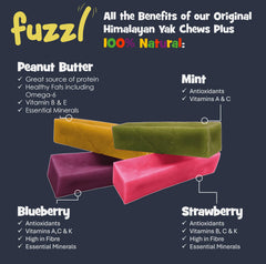 Fuzzl Yak Chews Fraise : goût fruité et énergie durable pour mordiller sainement.