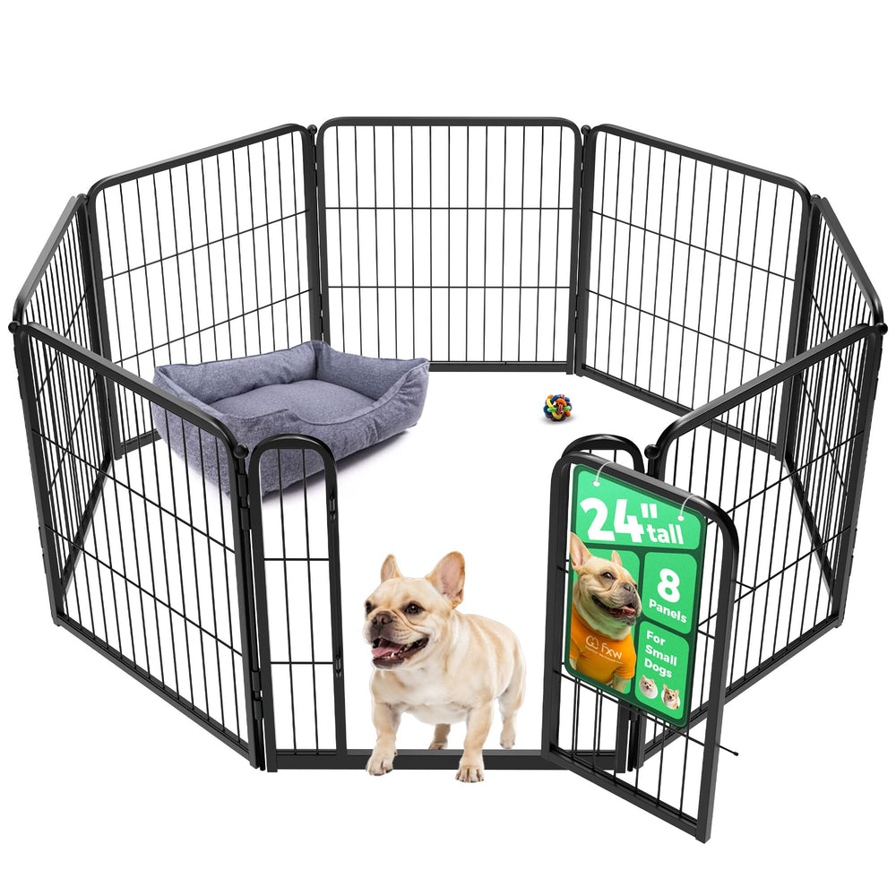 FXW Homeplus Unleashed : enclos intérieur pour chien, 8 panneaux noir, vue générale.