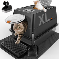 FZGhome bac a litiere inox 24 XXL avec couvercle, espace pour tourner
