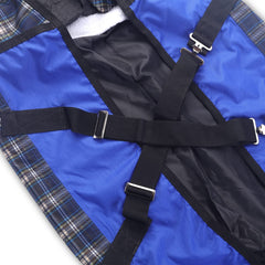 Couverture Gallopoff mini bleu carreaux, doublure satinée pour douceur et chaleur légère.