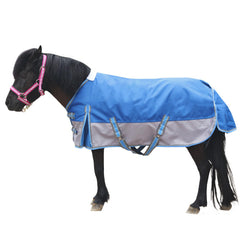 Couverture extérieure Gallopoff mini en bleu royal, imperméable et respirante pour paddock.