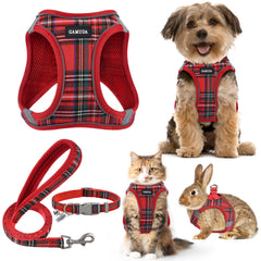 Harnais GAMUDA plaid rouge, confort optimal pour les promenades quotidiennes.