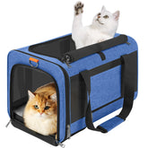 GAPZER transporteur animaux bleu, vue d’ensemble, idéal pour voyager avec chat.