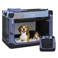 Gardner Pet Caisse-chien pliable 30 pouces bleue, ventilation optimale.
