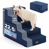 Gardner Pet escalier chien petit 5 etapes bleu marine pour stabilité sur lit élevé.