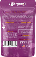 Ingrédients premium Gargeer: fruits et noix sans additifs artificiels, attractifs pour crabes ermite.