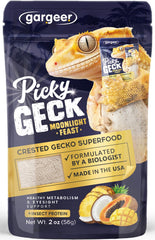 Gargeer Picky Geck Moonlight Feast dans un bocal, nutrition équilibrée pour geckos nocturnes.
