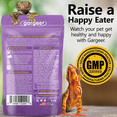 Poudre ultra-fin Gargeer Reptile Multivitamine idéale pour faciliter l'alimentation et le soutien nutritionnel.