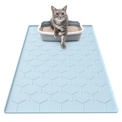 Tapis Garoopion litière chat bleu grand, réduction des traces de litière.