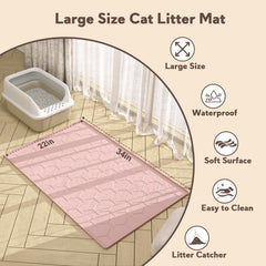 Garoopion Tapis litière chat silicone rose – nettoyage rapide par aspiration ou rinçage.