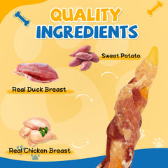 Texture douce des friandises gazeupon poulet-canard patate-douce pour récompenser.
