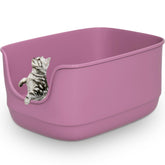 Gefryco litière chat grande boîte ouverte rose, espace confortable pour plusieurs chats