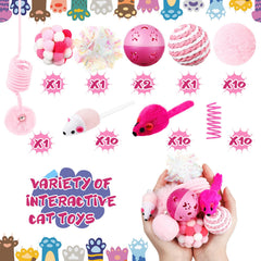 Gemscream jouets chat rose, balles crinkle sonores encouragent l'exercice et la chasse en intérieur.