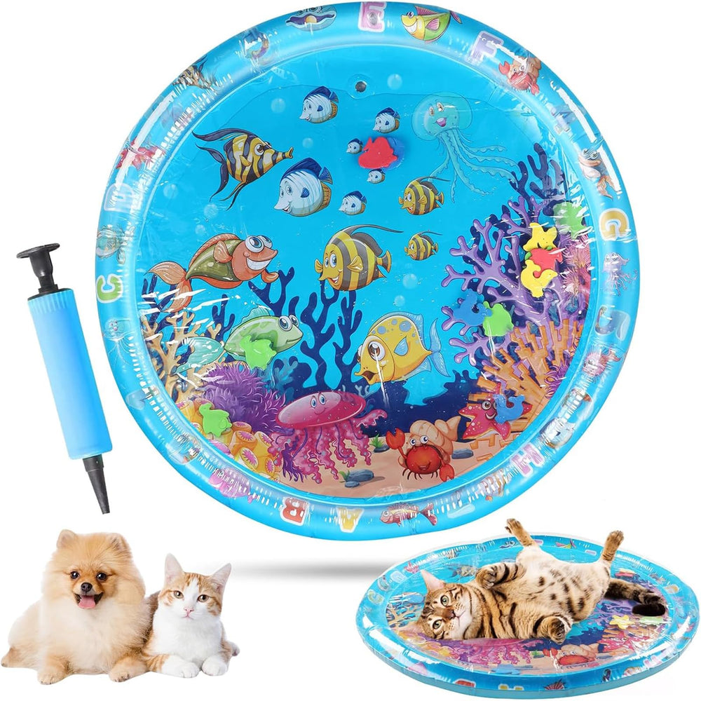 Aqua Cats: tapis d'eau pour chats avec poisson flottant stimulant le jeu.