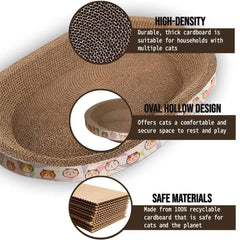 Generic grattoir chat carton oval design confortable pour chats d’intérieur.