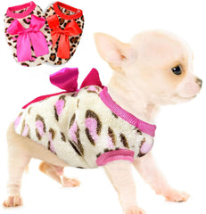 Pull-chien Generic motif léopard rose, chaleur douce pour petits chiens.
