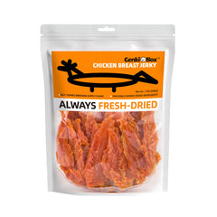 GenkiBox jerky de poulet premium pour chiens actifs, haute protéine.