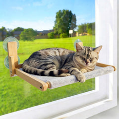 GesomePurrz perchoir fenêtre chat pliable bois naturel, offre vue agréable et repos sûr.
