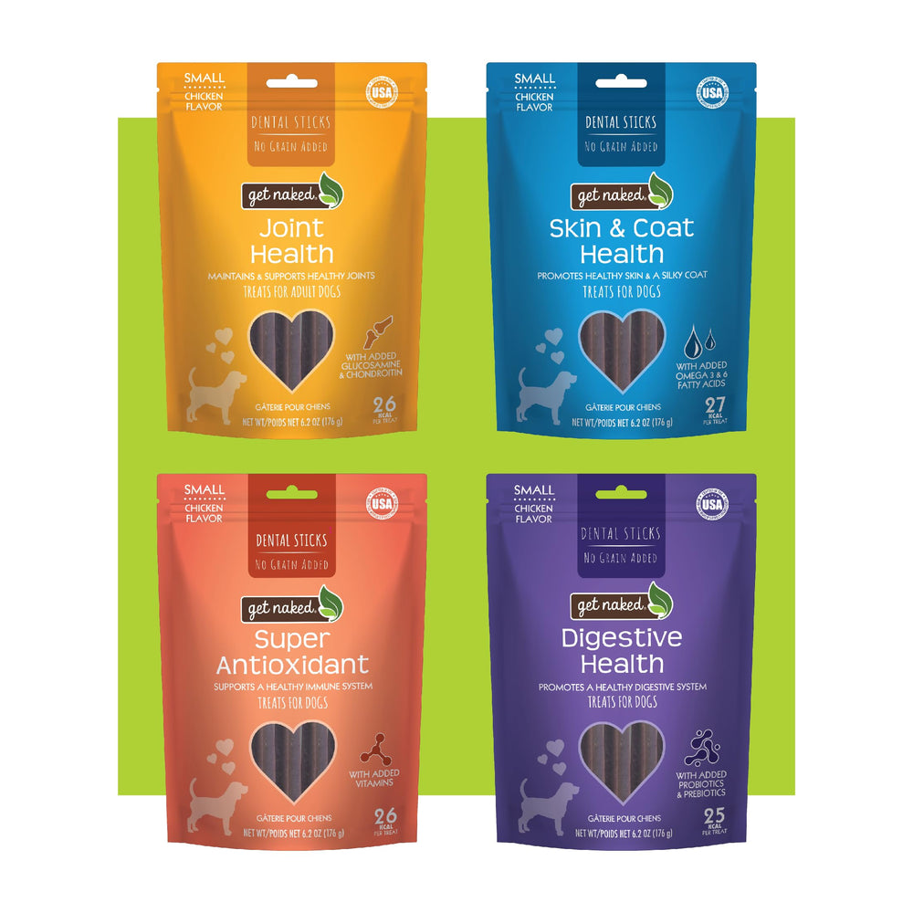 Get Naked bâtons dentaires au poulet sans grain, soutien dentaire quotidien.
