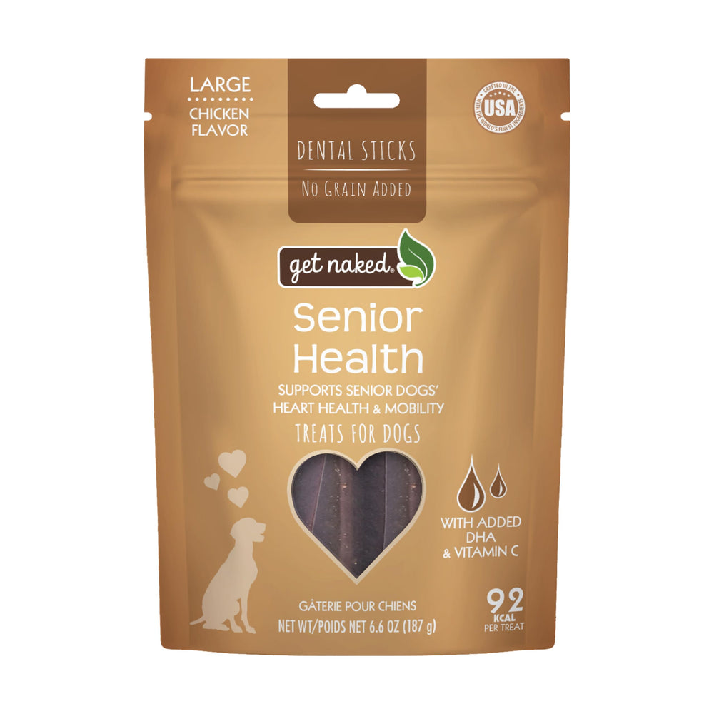Get Naked sticks dentaires Senior Health, emballage 6,6 oz, pour soutenir la dentition.