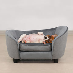 Getifun canape animaux velours gris clair — vue avant, confort visible.