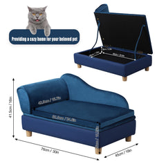 Lit Getifun bleu avec rangement pratique, idéal pour garder jouets à portée.
