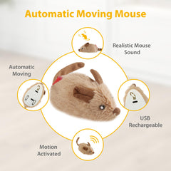 Gigwi souris peluche avec cri realiste pour stimulation mentale du chat