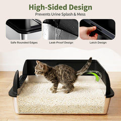Gimars litiere acier XL interieur spacieux pour grands chats