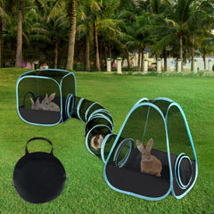 GINDOOR parc pour lapins avec tunnel, idéal pour l'exercice intérieur.