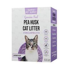 Litière Gingerbread Pet Supply parfum Lavande, sachet illustrant l effet parfumé et l absorption.