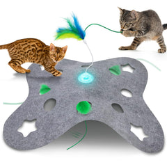 Giociv jouet interactif pour chat avec plume mouvante sur base, stimulation physique.
