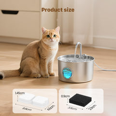 GIOTOHUN fontaine en acier inoxydable pour chat; filtre prêt à l'emploi.