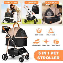Poussette Gisaryc pour animaux, face arrière, accès pratique et sécurisé.