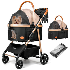 Poussette Gisaryc pour animaux, face avant, maniable sur surfaces variées.