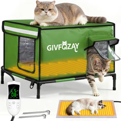 GIVFOZAY maison chat extérieur 900D - résistante et hydrofuge.