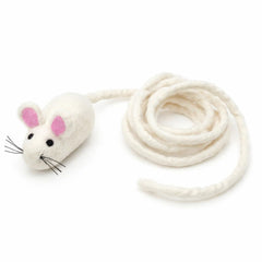 Souris en feutre Glaciart One, corps blanc, pour enrichissement tactile et jeu quotidien.