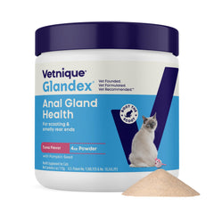 Glandex chat poudre tuna : soutien digestif et glandes anales.