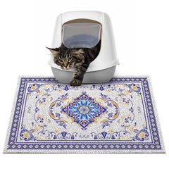 Glittme Tapis de litière pour chat avec fond antidérapant protège le sol