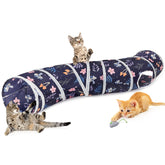 Glittme tunnel pour chat, forme S avec jouet inclus, stimulation ludique pour sessions de jeu.
