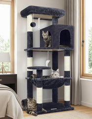 Globlazer tour d'arbre chat 53po multi-niveaux pour stimulation et exercice.
