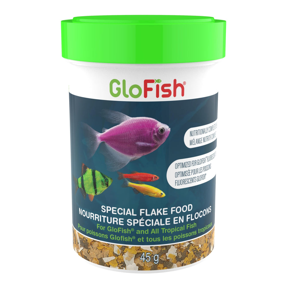 GloFish Flocons spéciaux séchés dans leur emballage pratique pour nourrir et favoriser les couleurs.