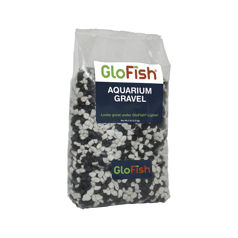 GloFish galets noir fluorescents blancs, accent pour un bac lumineux sous LED bleu.