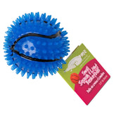 Jouet Gnawsome balle pics sifflet petit bleu stimule les gencives pendant le jeu.