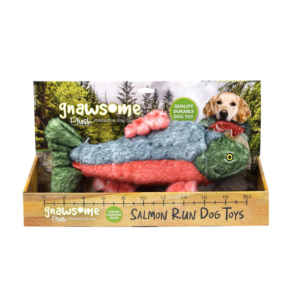 Jouet peluche saumon Gnawsome, parfait pour le jeu et les câlins.