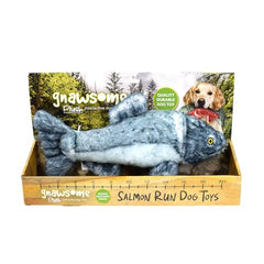 Jouet peluche saumon Gnawsome, idéal pour chiens actifs et moments de réconfort.